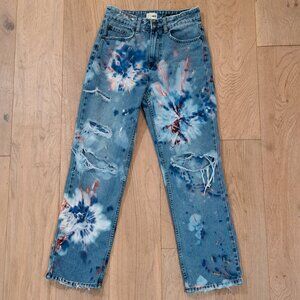 CUSTOM hand dyed and painted jeans